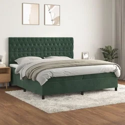 Krevet s oprugama i madracem tamnozeleni 200x200 cm baršunasti