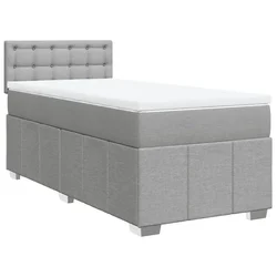 Vidaxl Box spring postelja z vzmetnico svetlo siv 100x200 cm blago