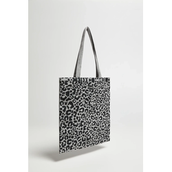 Marisse Gray Animal Print Shopper Bag