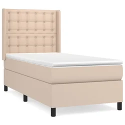 Vidaxl Box spring postelja z vzmetnico kapučino 90x200 cm umetno usnje