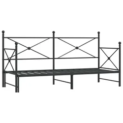 Vidaxl Dnevna postelja s skrinjo brez vzmetnice črna 75x190 cm jeklo