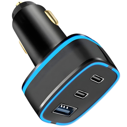 Ven-Dens USB-A + 2x USB-C - Autopunjač - Crna KP34284