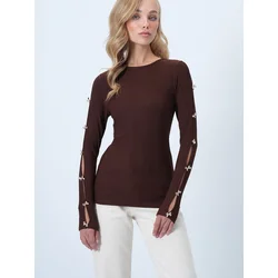 Trend Alaçati Stili Majica  temno rjava
