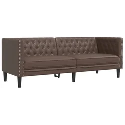 Vidaxl Kavč trosed Chesterfield rjava umetno usnje
