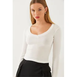 Bianco Lucci Womens V Neck Long Sleeve Camisole Blouse 2412