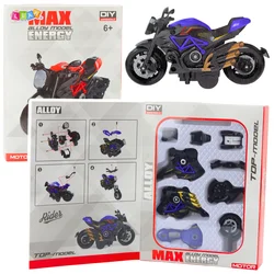 Motocikel za sestavljanje LEAN TOYS, kovinski, 1:14, DIY, črno-modri