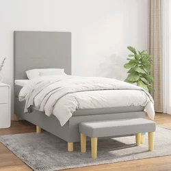 vidaXL Box spring postelja z vzmetnico svetlo siva 90x200 cm blago