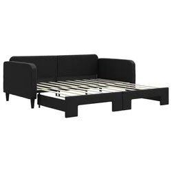 Vidaxl Izvlečna dnevna postelja črna 90x190 cm blago