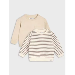 Sinsay - Pamučni duksevi crewneck 2 pack - nude