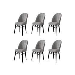 Hanah Home Set 6 trpezarijskih stolica Ritim Sivo-Crni
