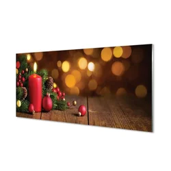 tulup.si Steklena slika Sveča vejice baubles table 120x60 cm 2 obešalnika