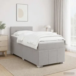 Vidaxl Postelja boxspring z vzmetnico Svetlo siva 100 x 200 cm Blago