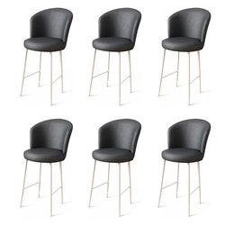 Hanah Home Set barskih stolica Uras, 6 komada, Antracit-beli