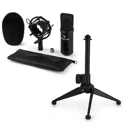 auna CM00B mikrofonski set V1- črn studijski mikrofon s pajkom in namiznim stojalom (60002001-V1)