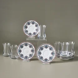Karaca Set za turski čaj od porcelana Nakkas V2