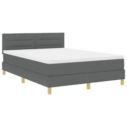Vidaxl LED Box Spring Postelja Temno siva 140 x 200 cm blago