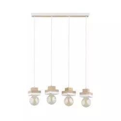 Luster na sajli MIKO 4xE27/15W/230V bela/bež