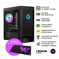 Lenovo Legion T5 26IAB7 gaming računalo, i5-12400F, 16GB, 512GB+2TB, RTX3060, DOS (WORTEXT5DOS)