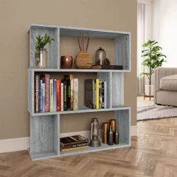 Greatstore Knjižna omara/pregrada siva sonoma 80x24x96 cm inženirski les