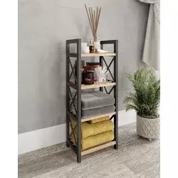 Hanah Home Višenamenska polica Mini Flower 4, Hrast-crna
