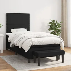 Vidaxl Box spring postelja z vzmetnico črna 100x200 cm blago
