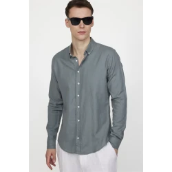 TUDORS Muška košulja dugih rukava, Slim Fit, Siva