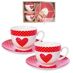 shumee Porcelanasta skodelica TECKA v obliki srca s krožnikom 280 ml 2 kosa.