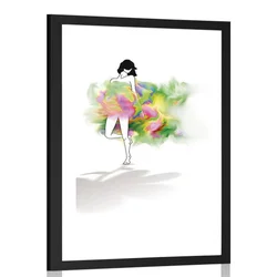 Plakat s paspartujem deklica v pravljični obleki - 40x60 silver