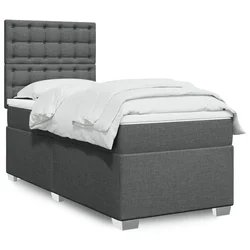 VIDAXL Box spring postelja z vzmetnico temno siva 90x190 cm blago