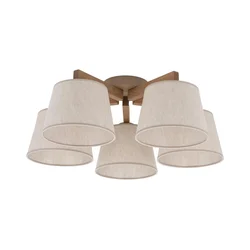 Brilagi - Prislonjen plafonski luster LATTE SABIA 5xE27/15W/230V borovina/krem