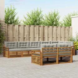 Set vanjskih sofa s jastukom 8 pcs Prirodna i svijetlo siva