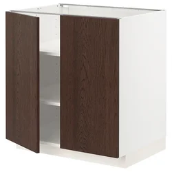 METOD Podstav omarica s policami/2 vrati, bela/Sinarp rjava, 80x60 cm