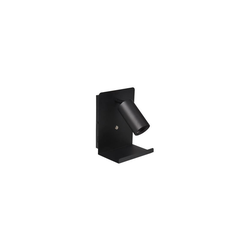 Zidno spot svetlo sa policom i USB punjačem 1xGU10/35W/230V crno