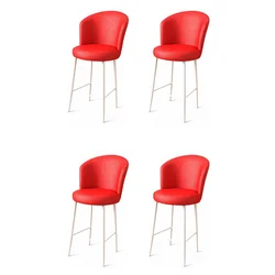 Hanah Home Set barskih stolica Uras, 4 komada, Crveno-beli