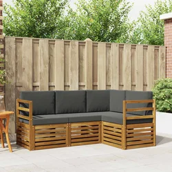 Setovi sofa 4 pcs Prirodna i antracit Čvrsto drvo akacije