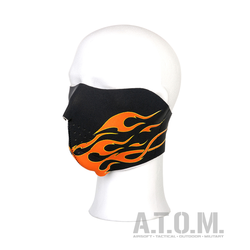 BIKER MASK – orange flames (half face)