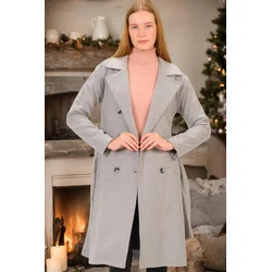 Z6765 DEWBERRY WOMENS COAT-PLAIN GREY