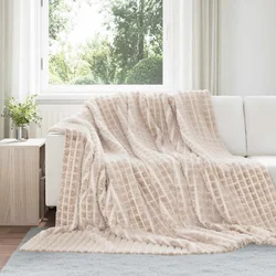 Pokrivači za bacanje 6 pcs Bež 270 x 240 cm Runo