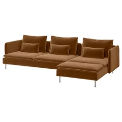 SÖDERHAMN Sofa 4-sed, s lenjivcem/Alhamn tamna žutosmeđa