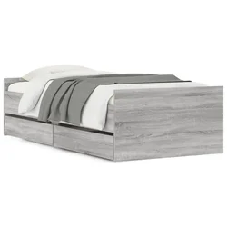 Vidaxl Posteljni okvir s predali siva sonoma 90x190 cm