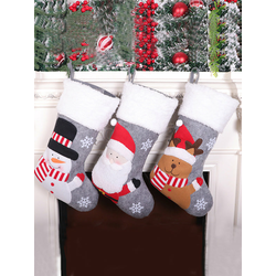 Ornaments Christmas stocking gift bag OREY grey ( 3 socks in the pack)