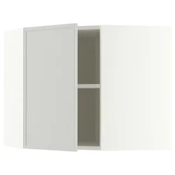 METOD Ugaoni zidni element s policama, bela/Aspudden svetlosiva, 68x60 cm