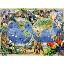 Ravensburger puzzle Mapa sveta sa zivotinjama