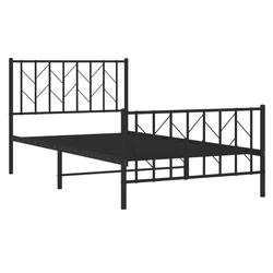Metalni okvir kreveta uzglavlje i podnožje crni 100x200 cm