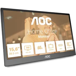 AOC Monitor 16T3EA 15, 6, IPS, 1920x1080, 60Hz, 4ms GtG, USB C, prenosni, Crni