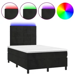 Vidaxl Box spring postelja z vzmetnico LED črna 120x190 cm žamet