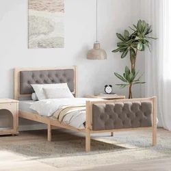 vidaXL Konstrukcija postelje z vzglavjem Taupe 90 x 190 cm blago