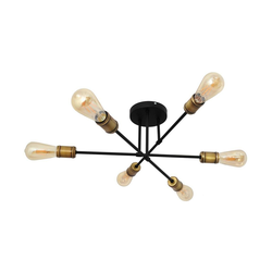 Plafonski luster CAMBRIDGE 6xE27/20W/230V crna/zlatna