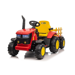 Traktor na akumulator s prikolico 12V 7Ah rdeč