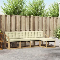 Set vanjskih sofa s jastukom 5 pcs Bijela i krem